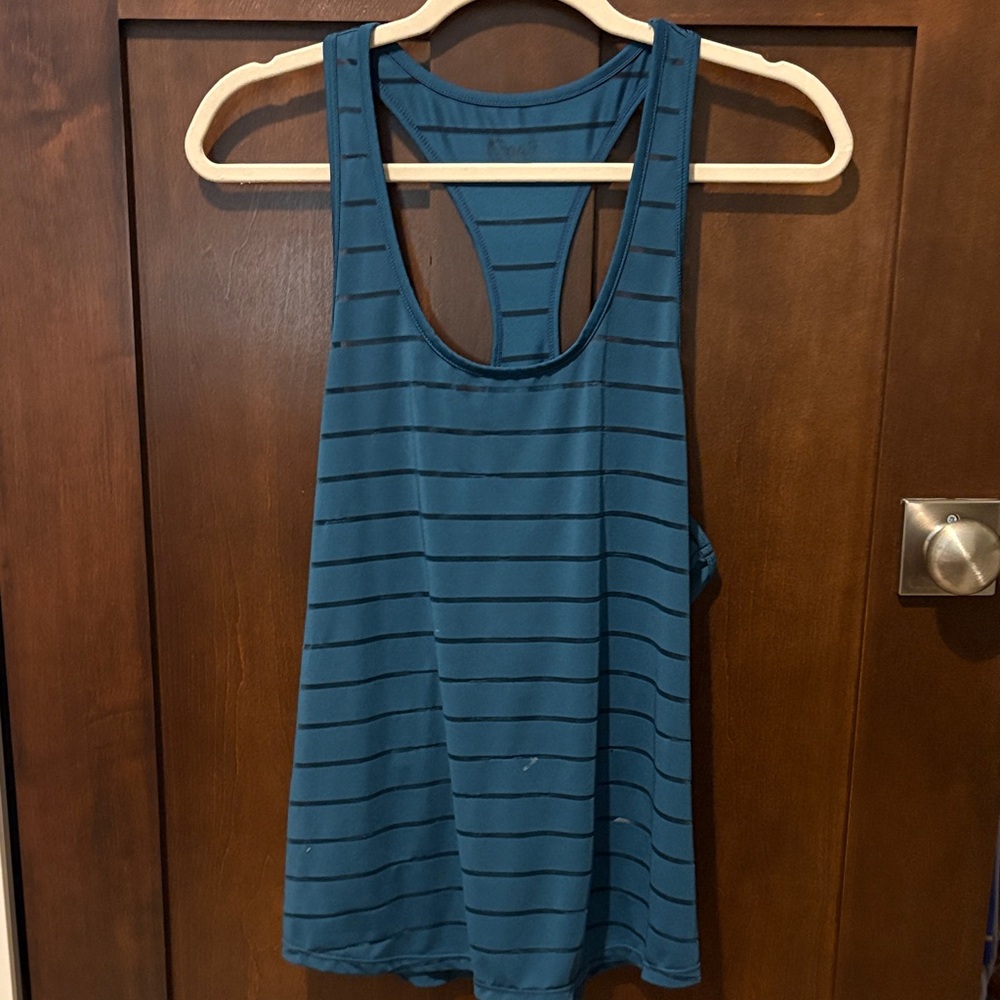 Striped Teal Racerback Women's Tank Top